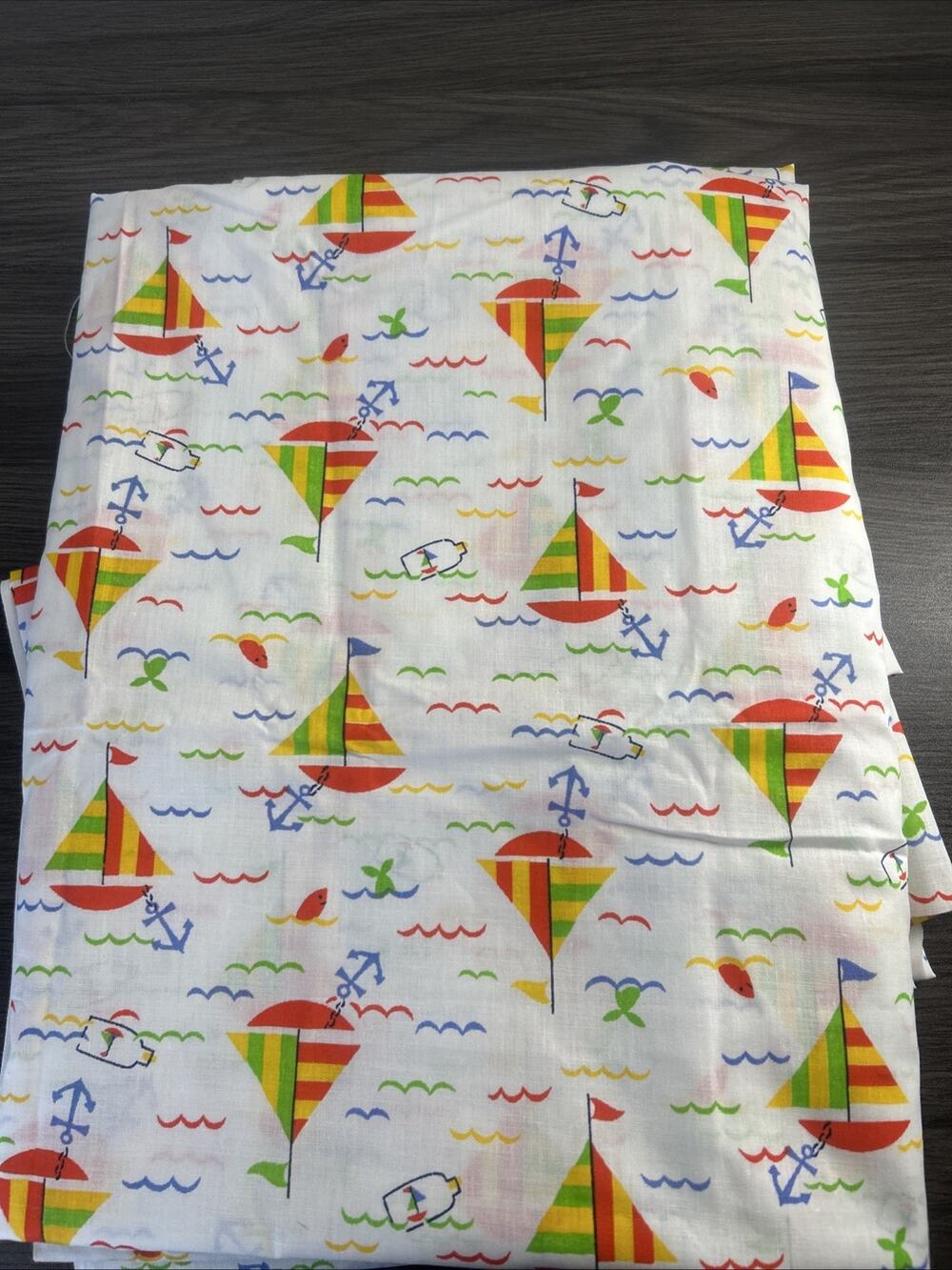 Sailboat Anchor Nautical Novelty Fabric 2pcs 60s/70s Vintage Sprouse-Reitz